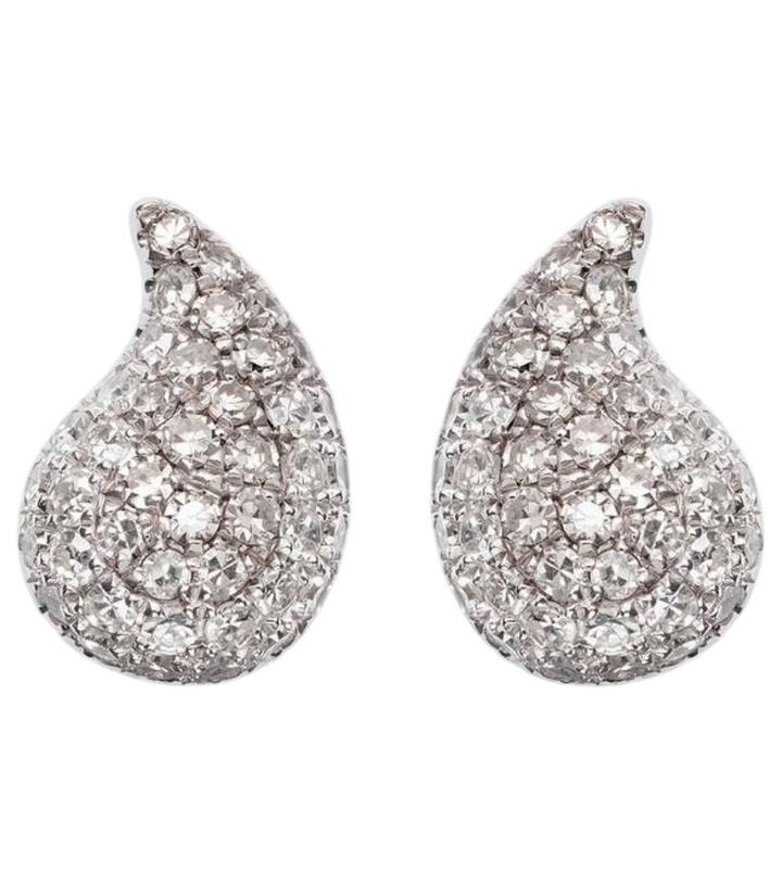 Photo: Roxanne First Happy Tears 14kt white gold stud earrings with diamonds