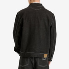 Pop Trading Company Men's Full Button Denim Jacket in Black Denim