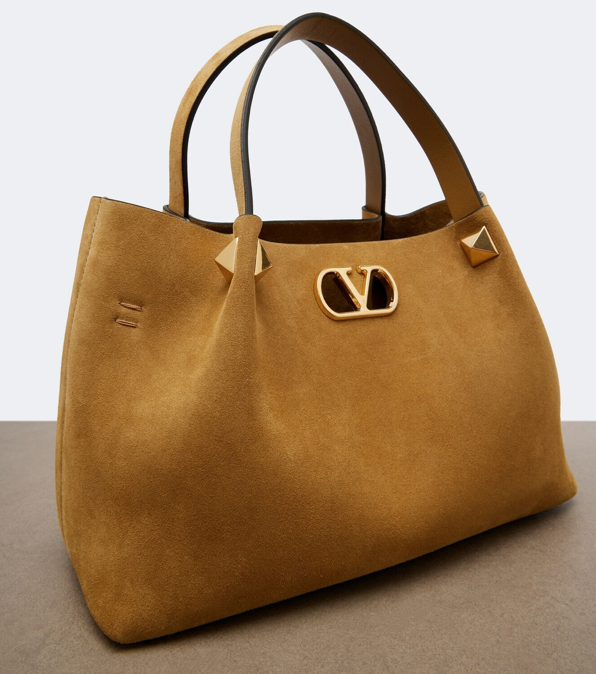 Valentino Garavani VLogo Signature Small suede top-handle bag