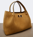 Valentino Garavani VLogo Signature Small suede top-handle bag