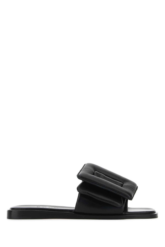 Photo: BOYY Black Leather Puffy Slippers