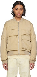 Solid Homme Beige Layered Bomber Jacket