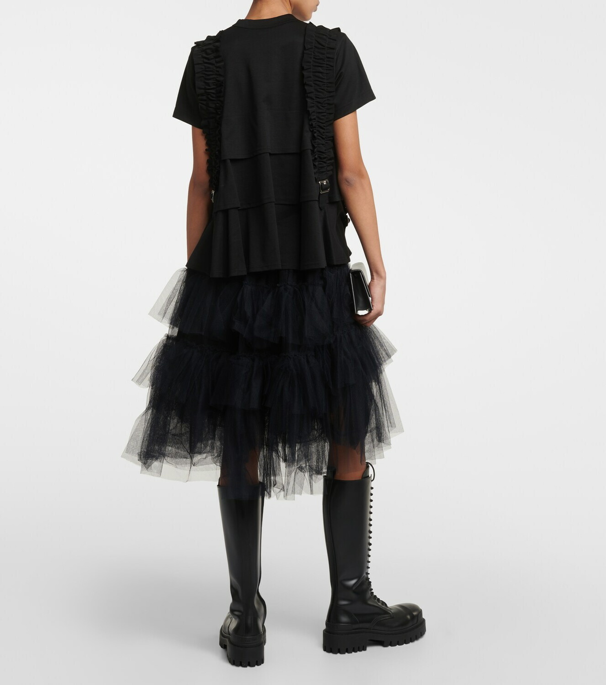 Noir Kei Ninomiya Ruffled cotton T-shirt Noir Kei Ninomiya
