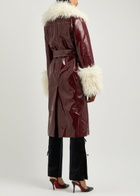 Kitri Simone Faux Shearling-trimmed Vinyl Coat Burgundy