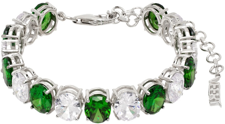 Photo: VEERT White Gold 'The Clear and Green Tennis' Bracelet