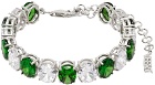 VEERT White Gold 'The Clear and Green Tennis' Bracelet