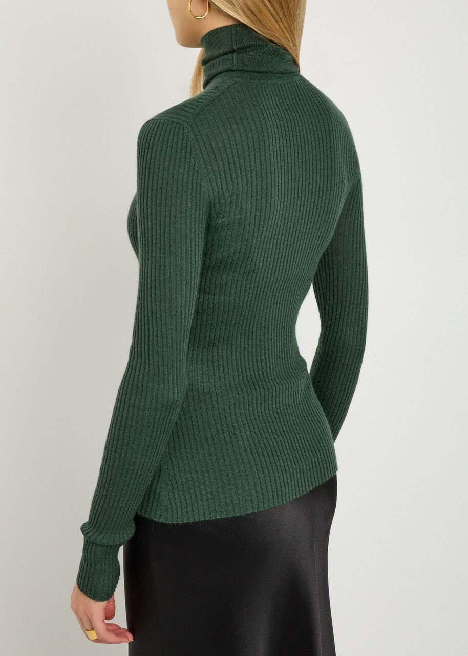 Gabriela Hearst Peppe Roll-neck Cashmere-blend top Green