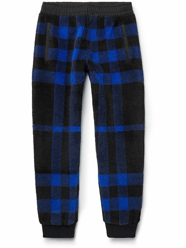 Photo: Burberry - Tapered Cotton-Blend Twill-Trimmed Checked Fleece Sweatpants - Blue