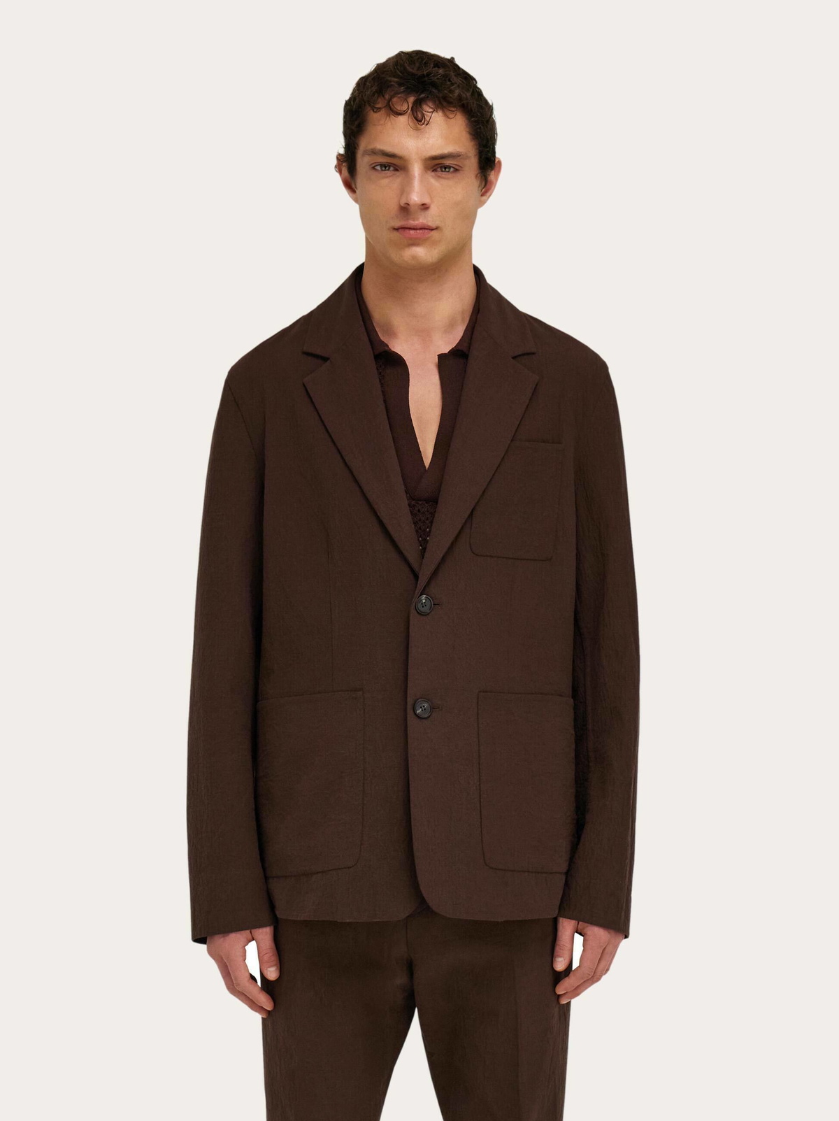 Ferragamo Mens Single breasted blazer in Brown
