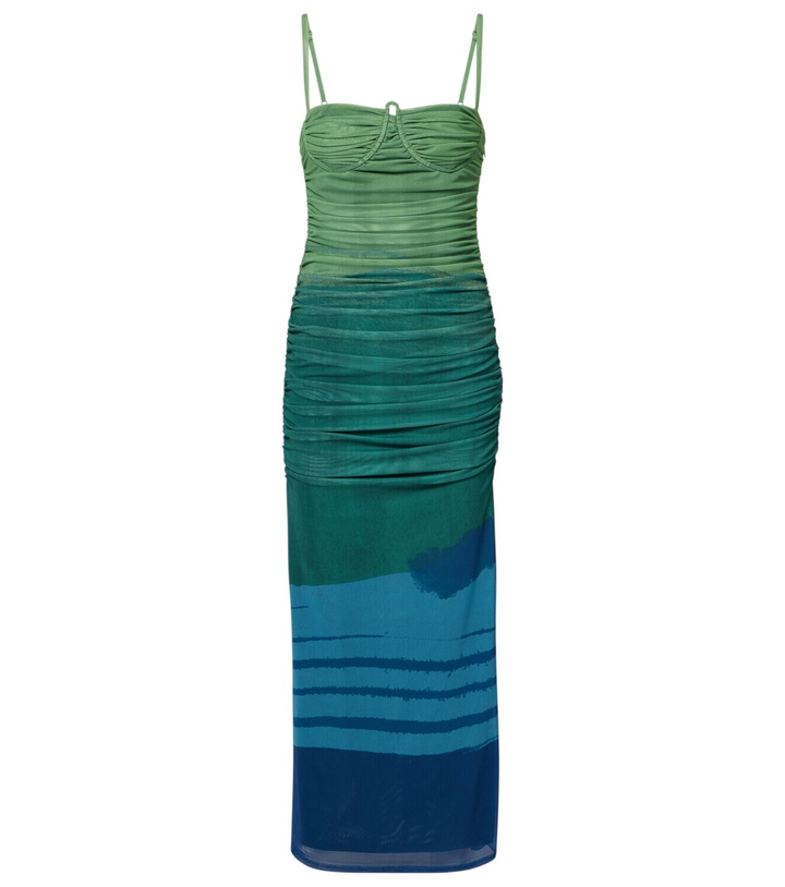 Photo: SIR Draped printed mesh maxi dress