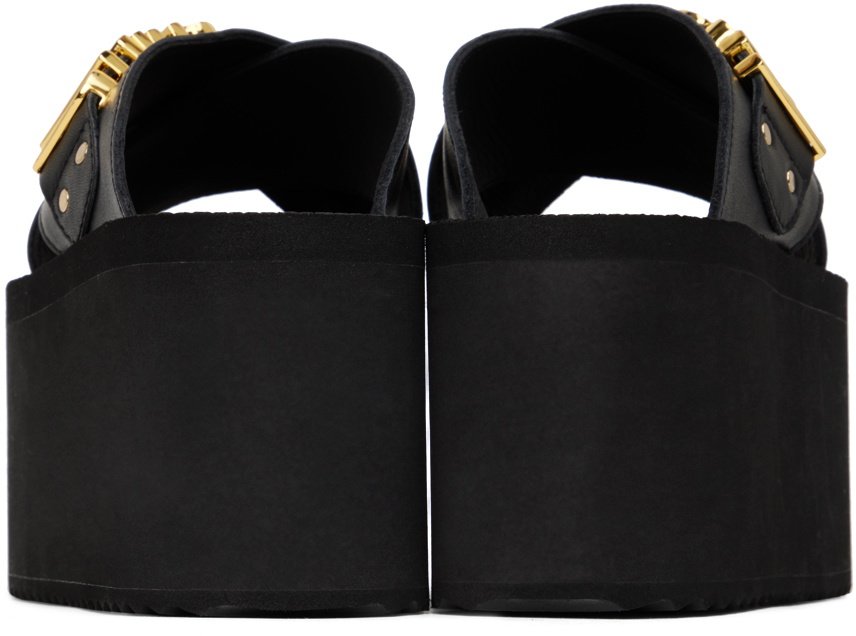 Moschino Black Logo Lettering Wedge Sandals Moschino