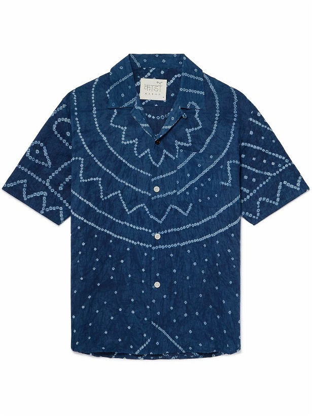 Photo: Kardo - Ronen Convertible-Collar Garment-Dyed Cotton Shirt - Blue