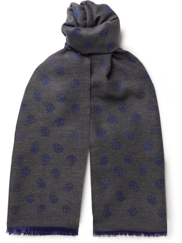 Photo: ALEXANDER MCQUEEN - Fringed Wool and Silk-Blend Jacquard Scarf