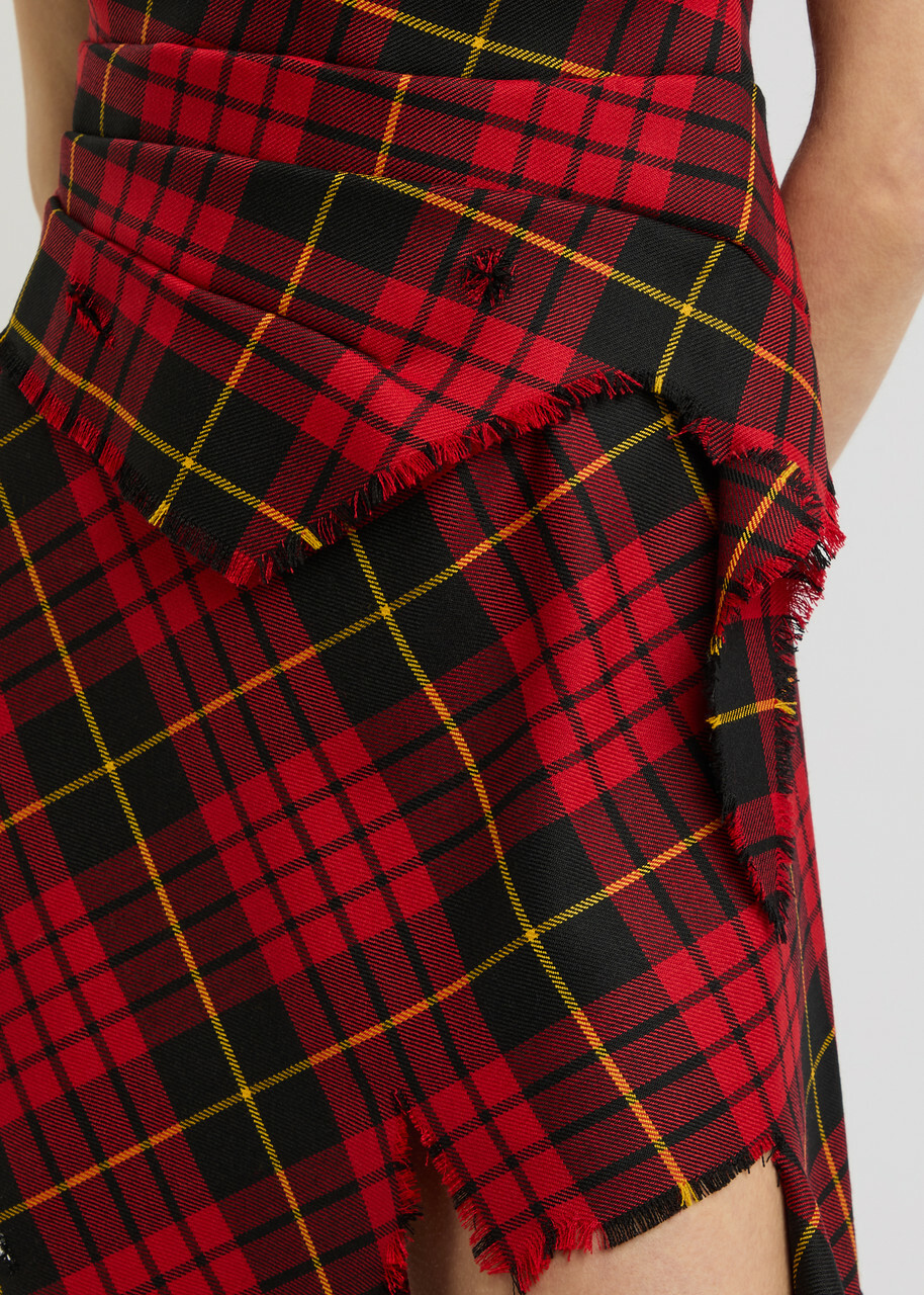 knee length dresses for ladies Red Plaid Ruffle Sleeve Wilma Mini Dress – Modern Millie