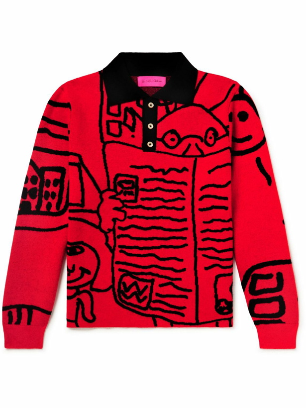 Photo: The Elder Statesman - Inner City Arts Merino Wool And Cashmere-Blend Jacquard Sweater - Red