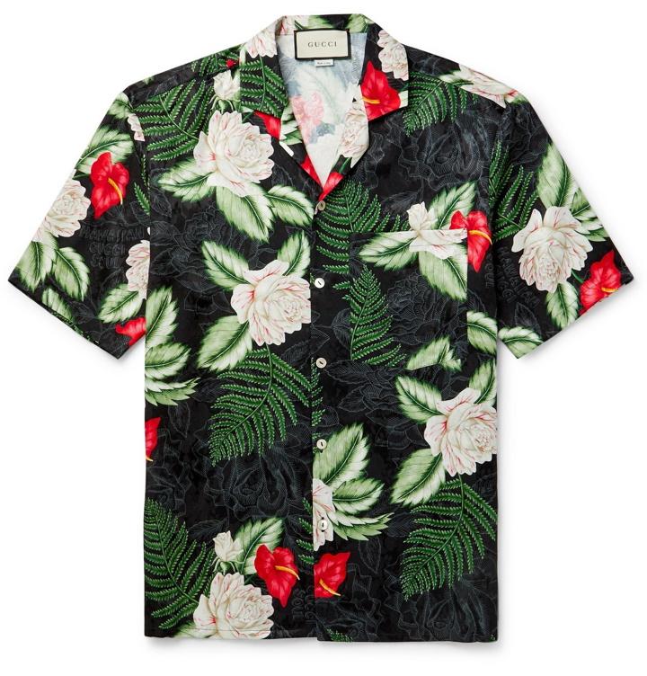Photo: Gucci - Camp-Collar Floral-Print Satin-Jacquard Shirt - Multi