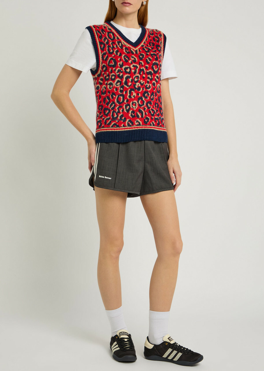 Adidas X Wales Bonner Leopard-intarsia Knit Vest Multicoloured