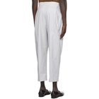 Hed Mayner White Pinstripe 4 Pleat Trousers