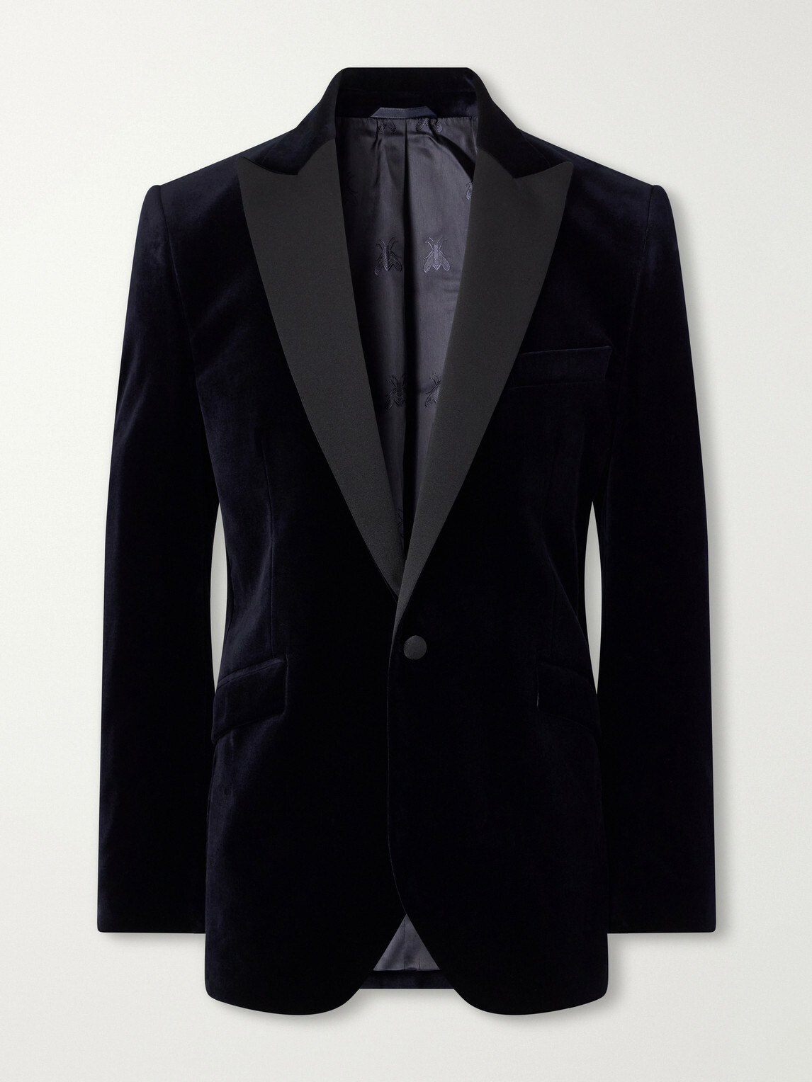 Favourbrook - Grosgrain-Trimmed Cotton-Velvet Tuxedo Jacket - Blue