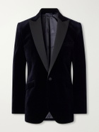 Favourbrook - Grosgrain-Trimmed Cotton-Velvet Tuxedo Jacket - Blue