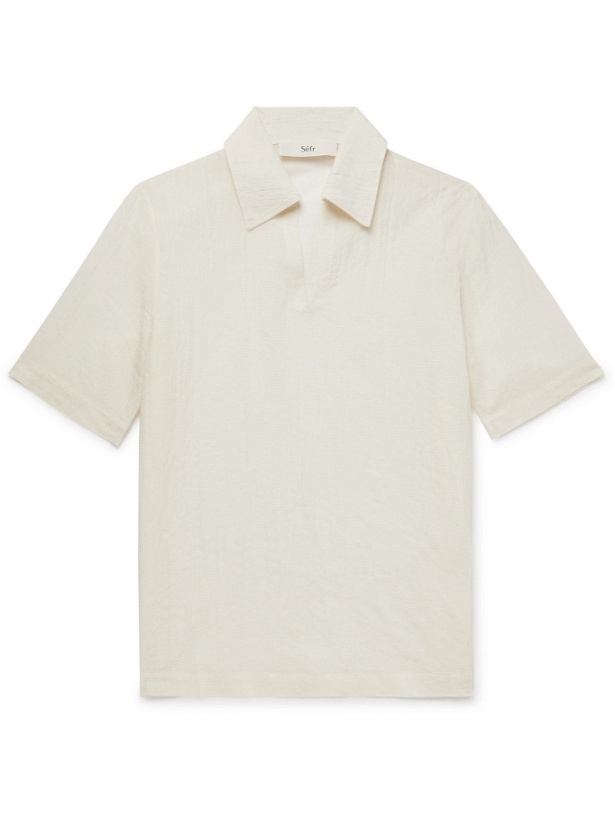 Photo: SÉFR - Mate Textured Cotton-Blend Polo Shirt - Neutrals - M