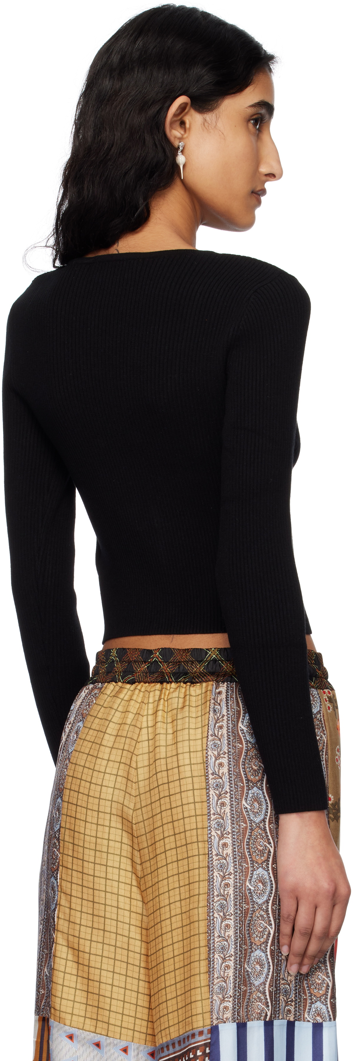Marine Serre Black Moon Jewelry Knit Open Cardigan