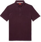 Isaia - Slim-Fit Mélange Cotton-Piqué Polo Shirt - Burgundy