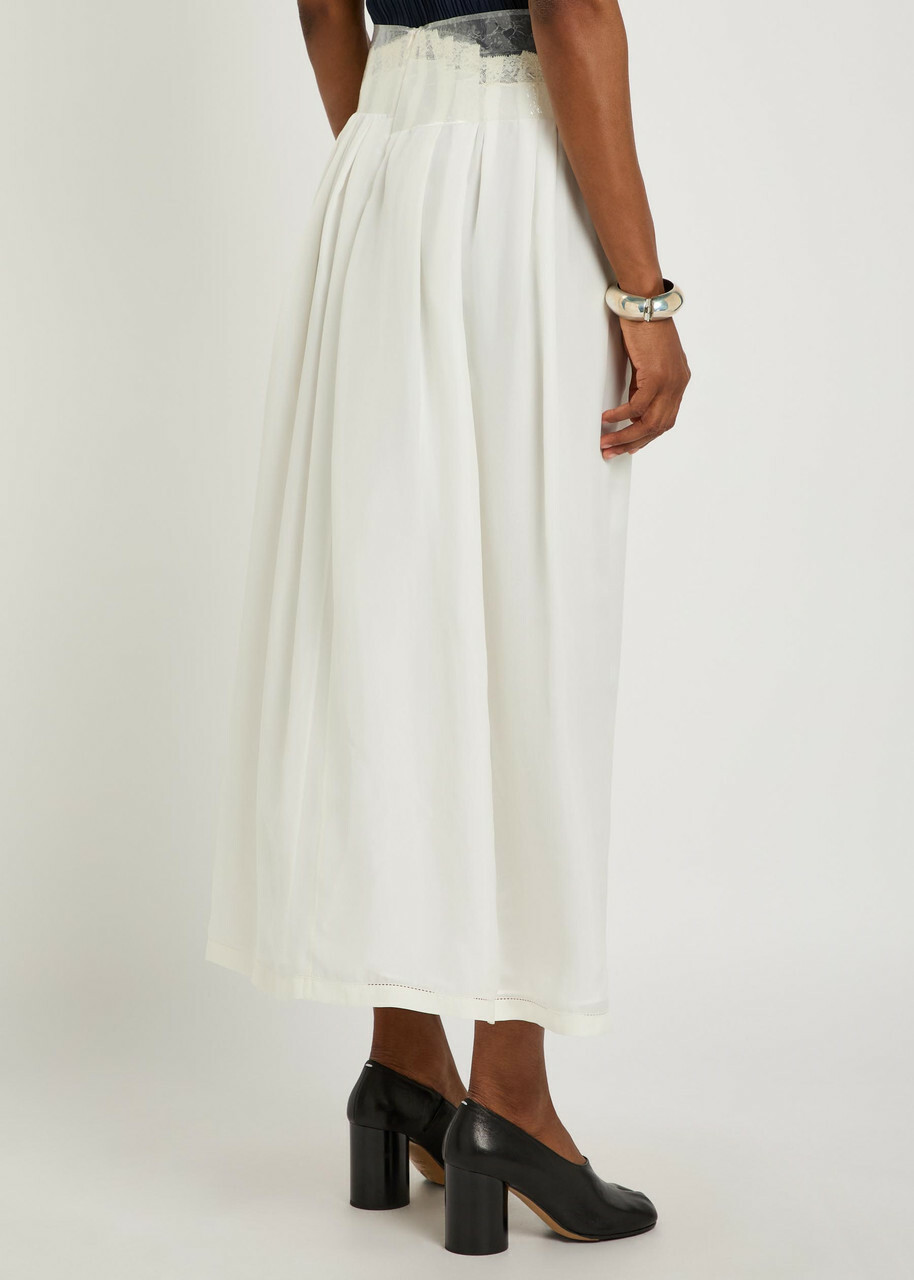 Maison Margiela Sellotape-effect Silk Midi Skirt Ivory