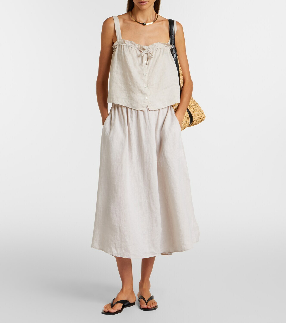 Velvet Virginia linen midi skirt