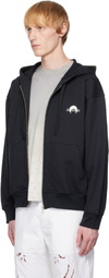 Marine Serre Black Moon Logo Fleece Zipped Hoodie