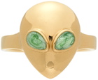 Alina Abegg Gold & Green Alien Pinky Ring