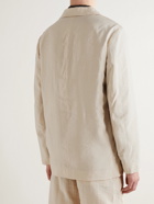 Lemaire - Shawl-Collar Belted Double Breasted Crinkled Silk-Blend Blazer - Neutrals