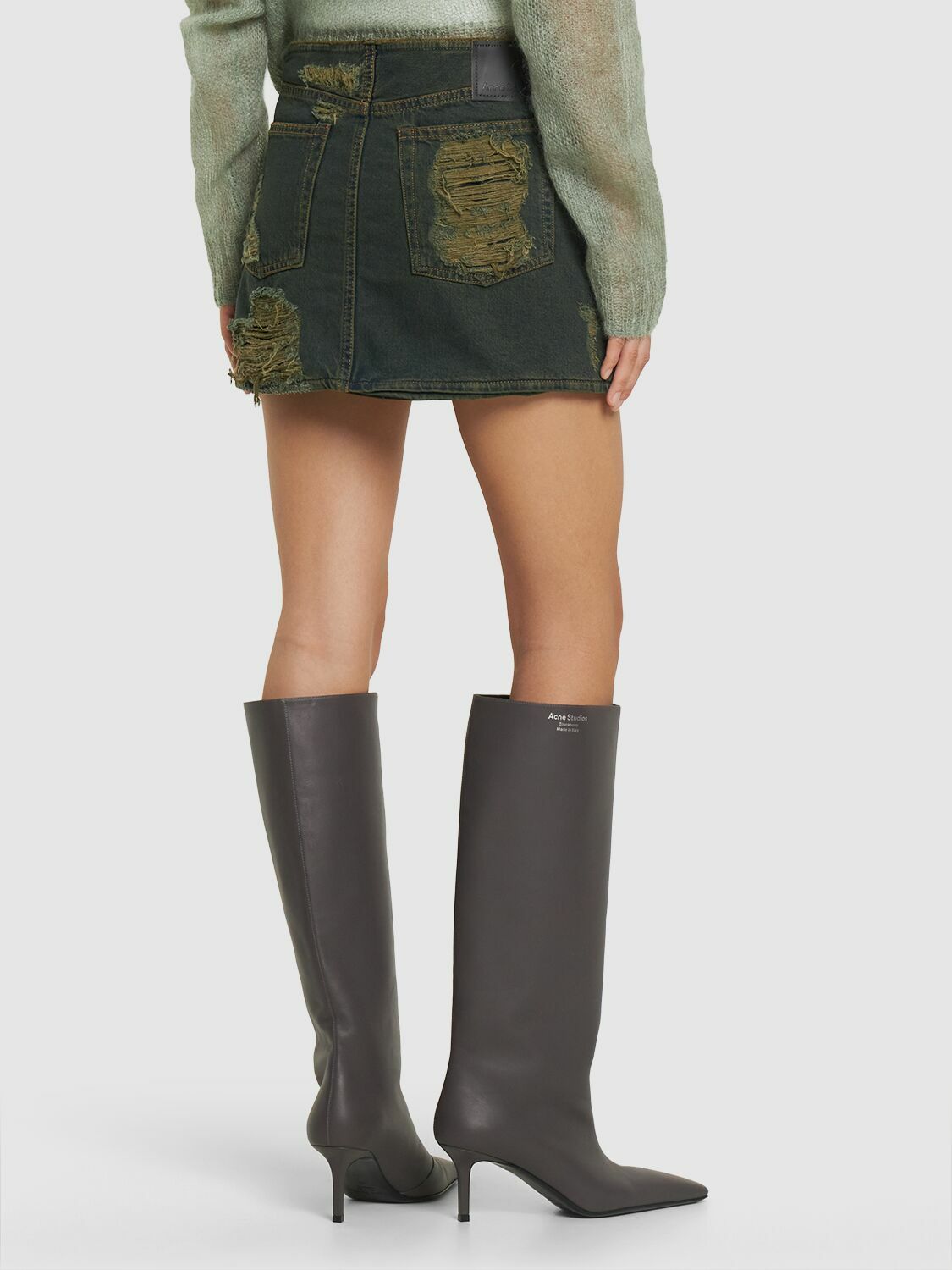 ACNE STUDIOS - Distressed Denim Mini Skirt Acne Studios