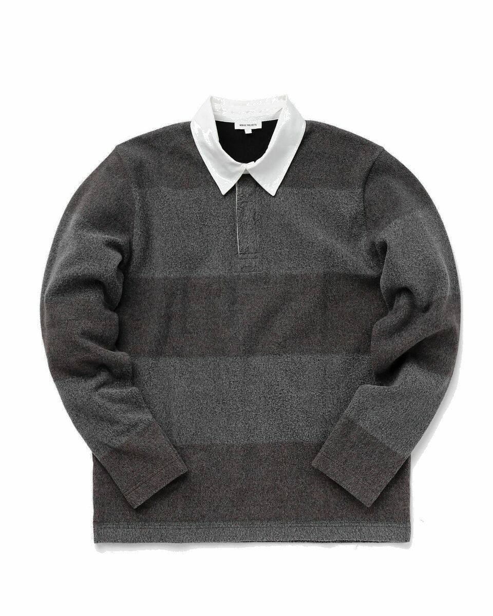 Photo: Norse Projects Ruben Brushed Jersey Rugby Ls Polo Black/Grey - Mens - Polos