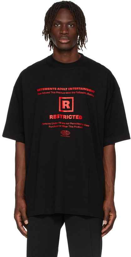 Photo: VETEMENTS Black Limited Edition 18+ Restricted T-Shirt