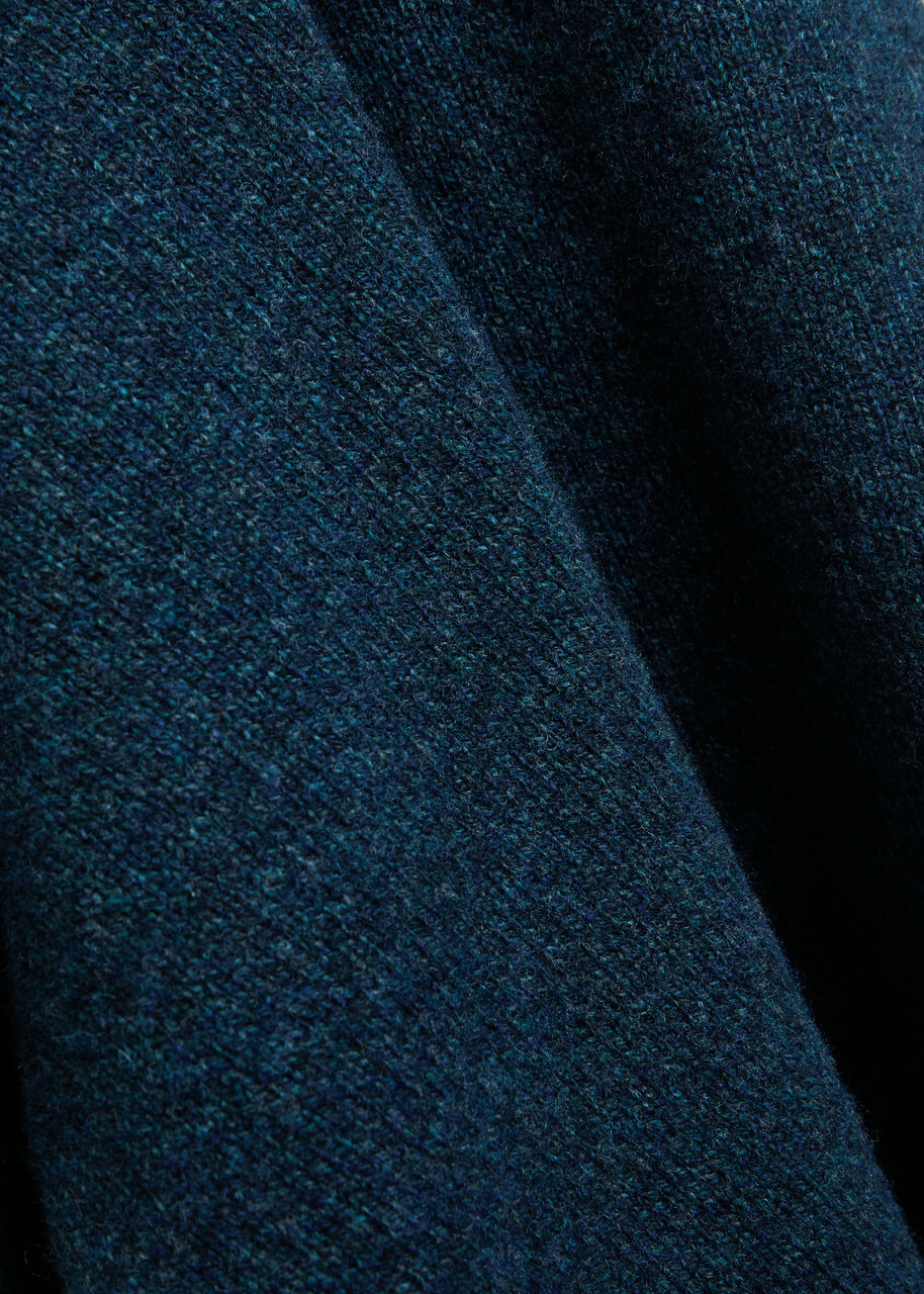 Sunspel Melangé Wool Polo Jumper Navy