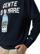 MC2 Saint Barth Man Crewneck Sweater With Gente Di Mare Jacquard Print |gin Mare Special Edition