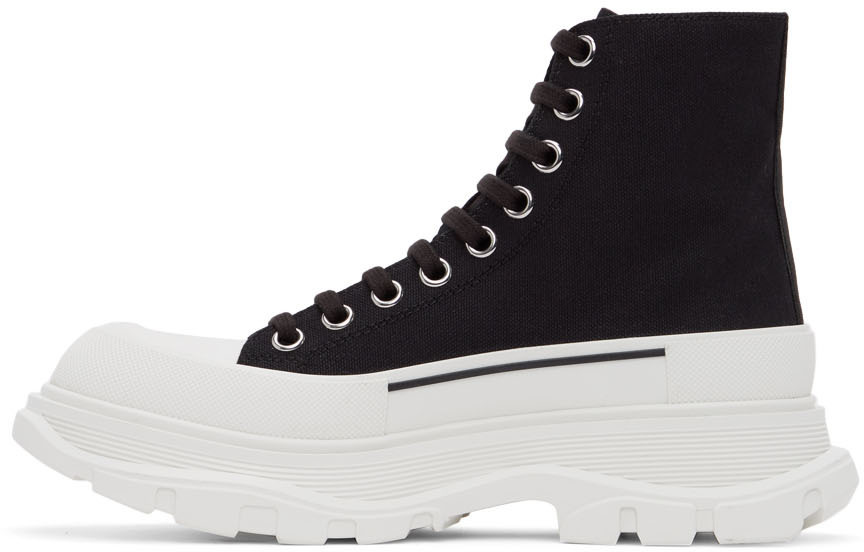 Alexander McQueen Black & White Tread Slick High Sneakers Alexander McQueen