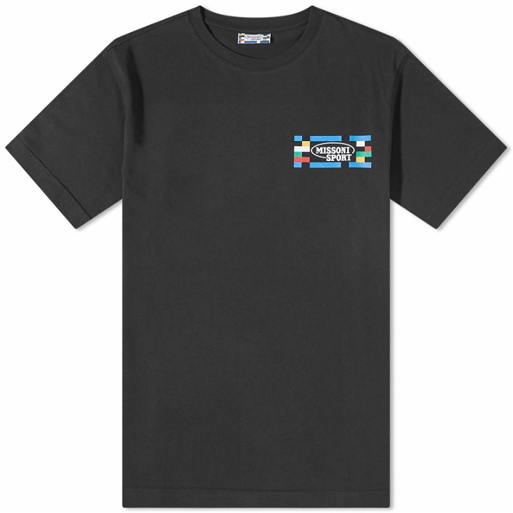 Photo: Missoni Men's Sport Small Logo T-Shirt in Black/Multicolour Heritage