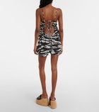 The Attico Zebra-print cotton muslin romper