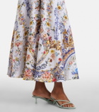 Camilla Embellished printed linen midi dress