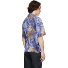 Deveaux New York Blue Silk Resort Shirt