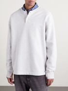 Acne Studios - Embroidered Organic Cotton-Blend Jersey Henley Sweatshirt - Gray