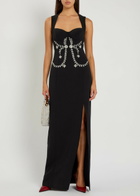 Huishan Zhang Izmara Crystal-embellished Crepe Maxi Dress Black