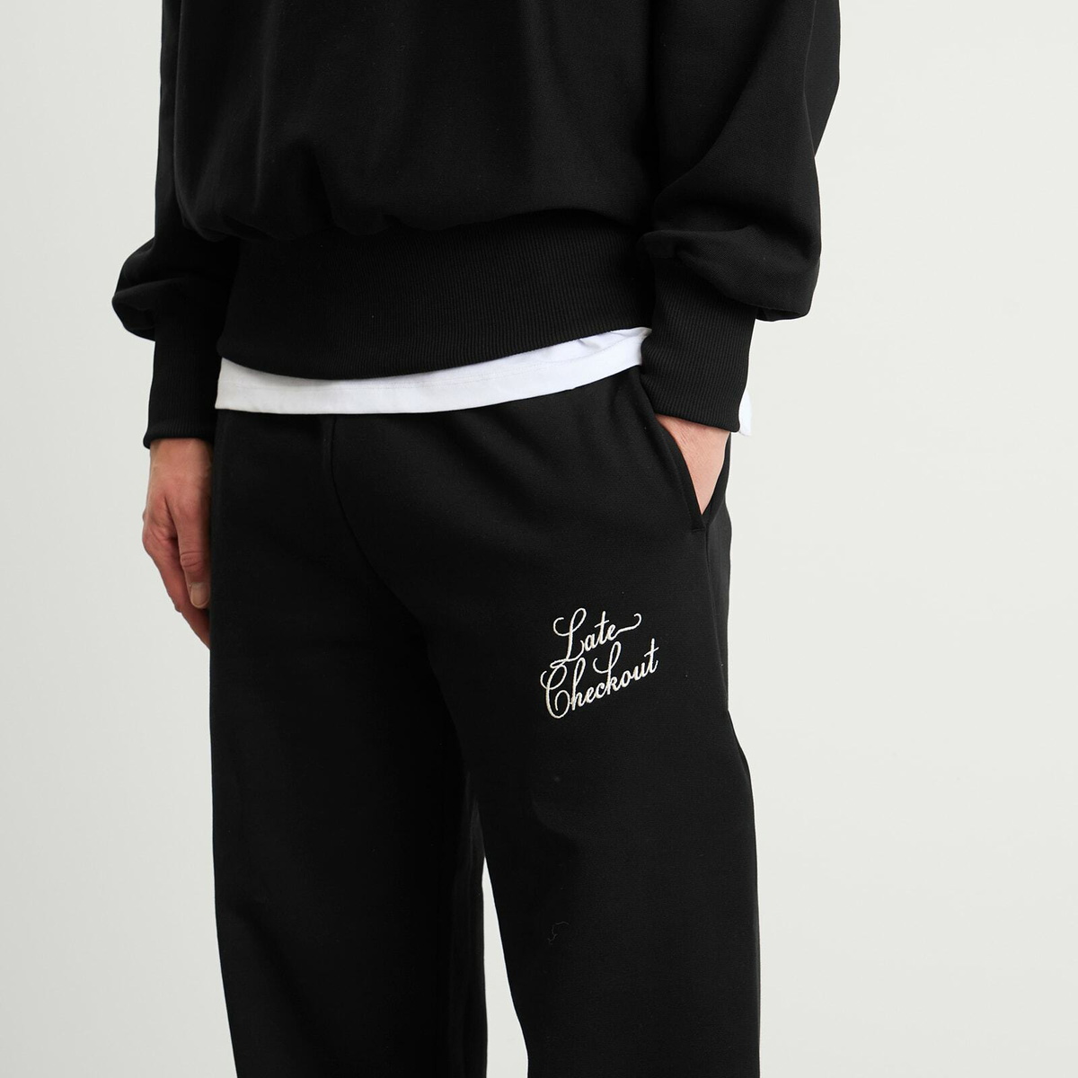 Late Checkout Men's Script Joggers in Black/White