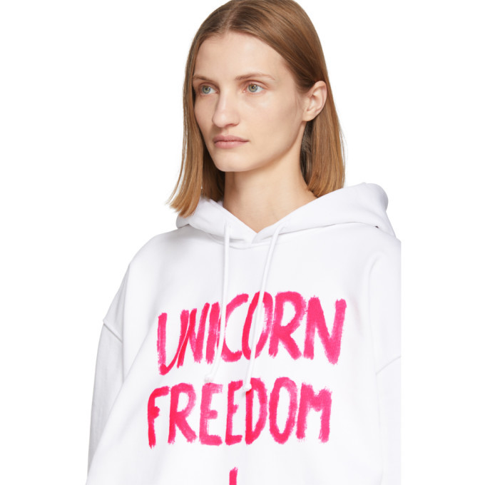 VETEMENTS White Unicorn Freedom Hoodie Vetements