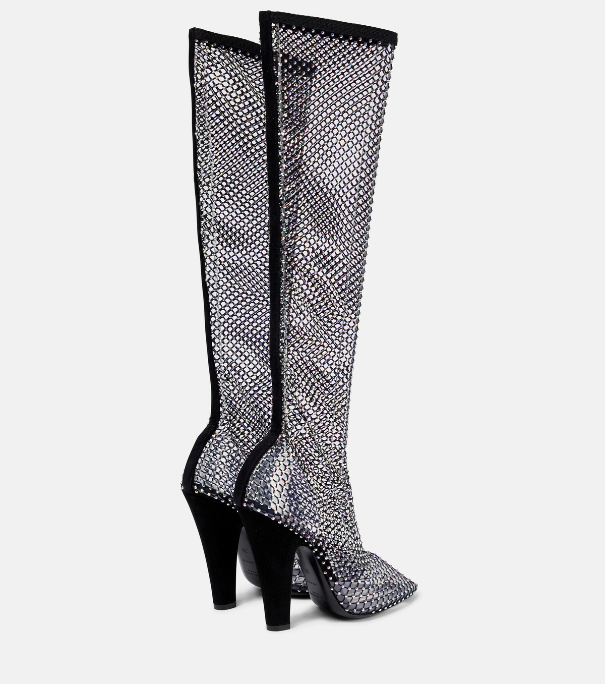 mesh knee high boots