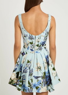 Alice + Olivia Estrella Floral-print Crepe Mini Dress Blue