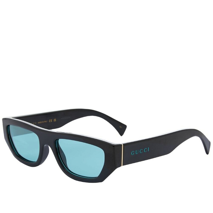 Photo: Gucci Men's Eyewear GG1134S Sunglasses in Black/Turquoise