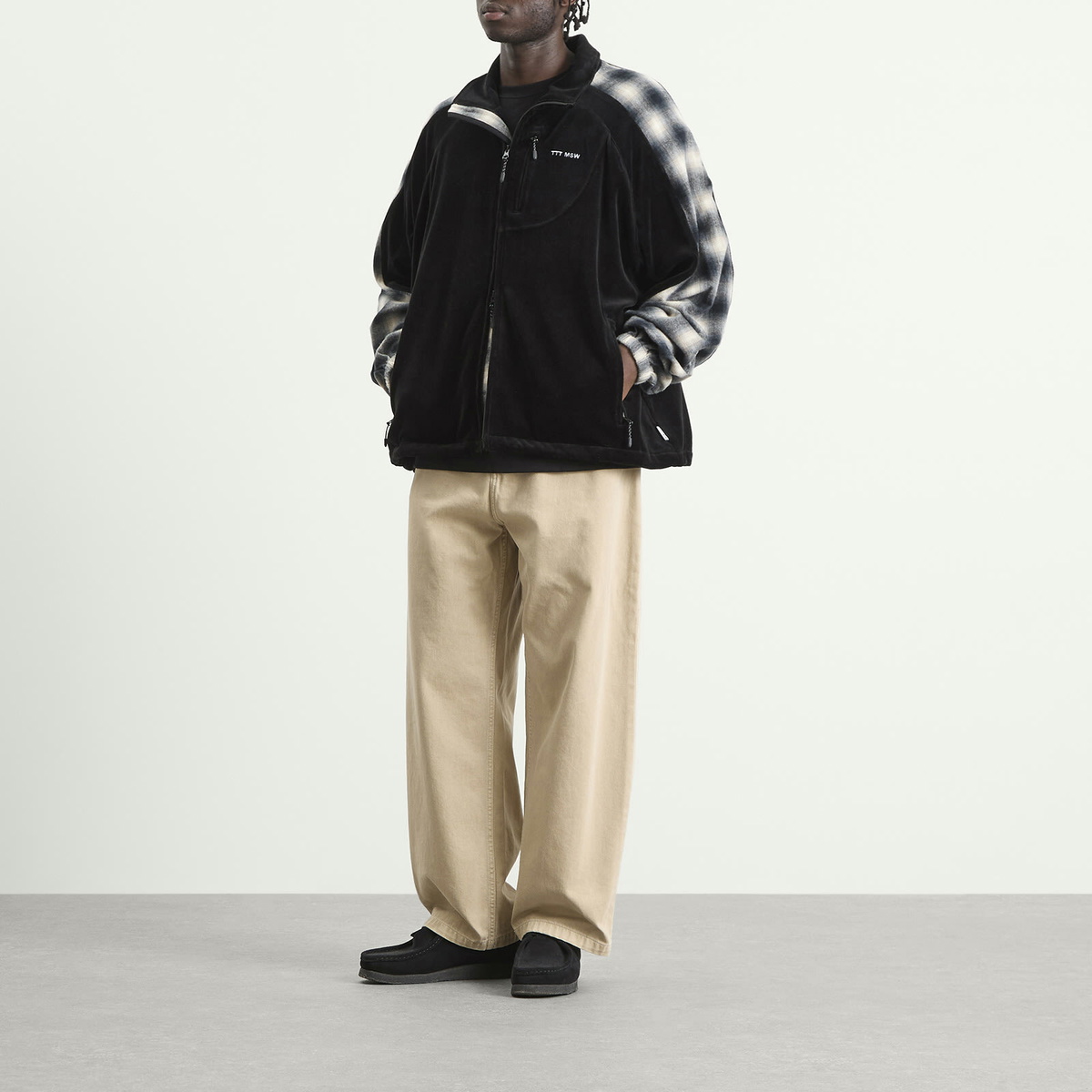 TTT MSW Men's Velour Track Jacket in Black